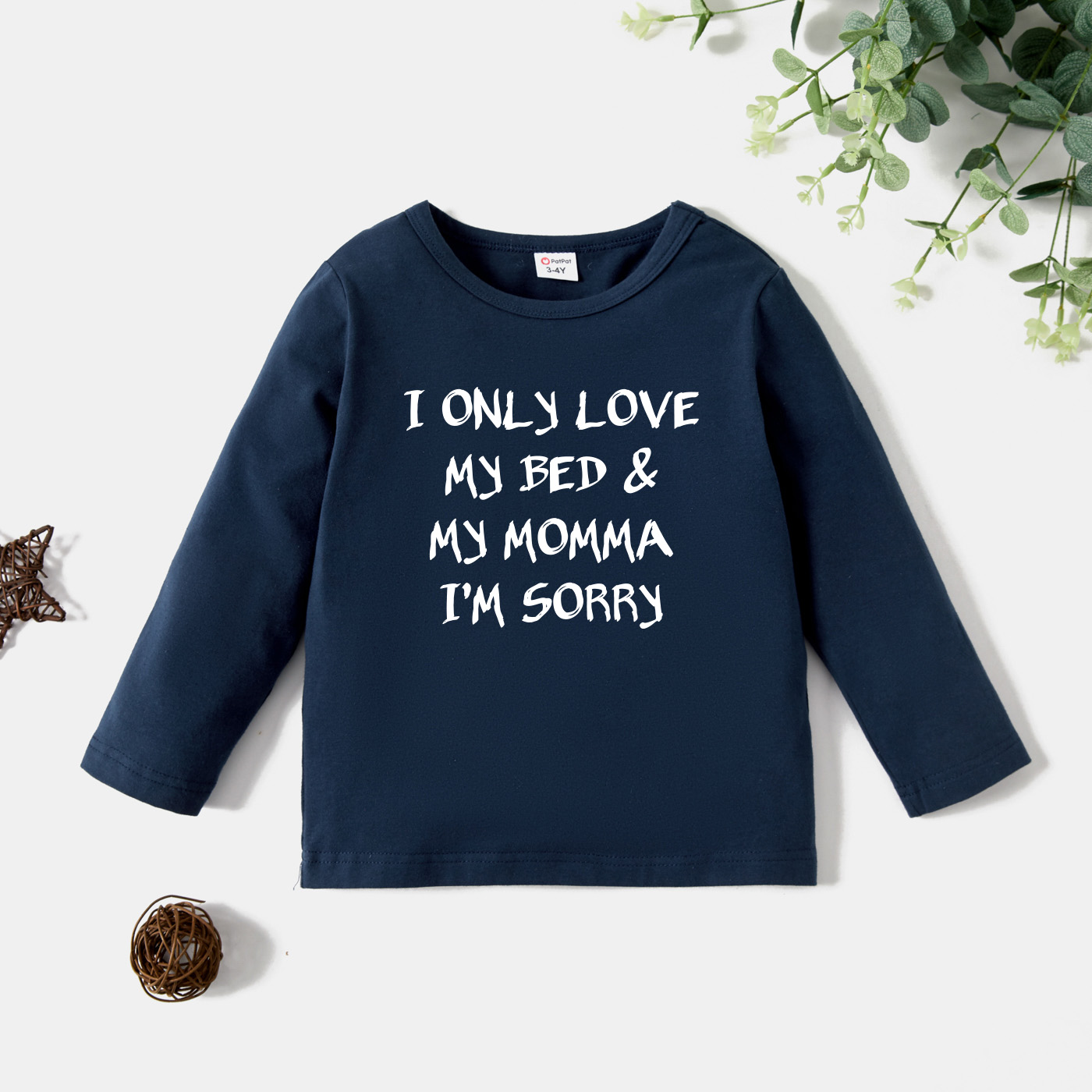 

Toddler Graphic Letter Print Long-sleeve Tee