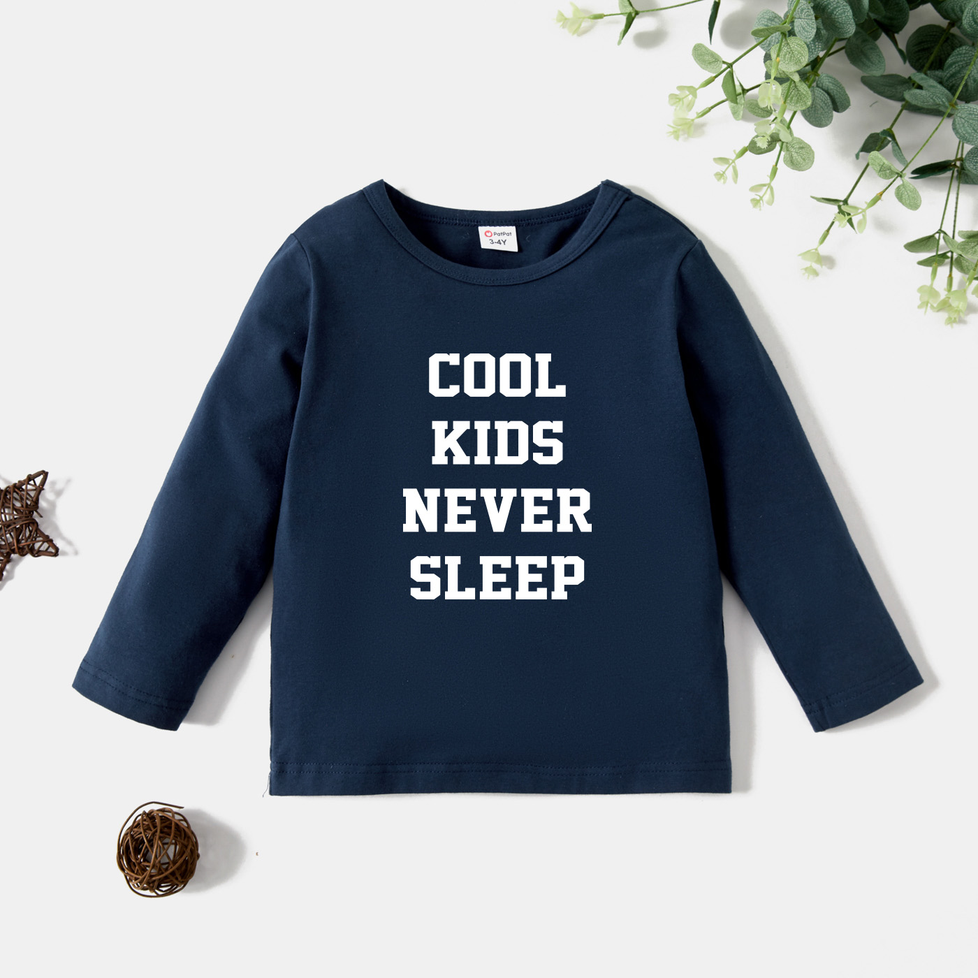

Toddler Graphic Letter Print Long-sleeve Tee