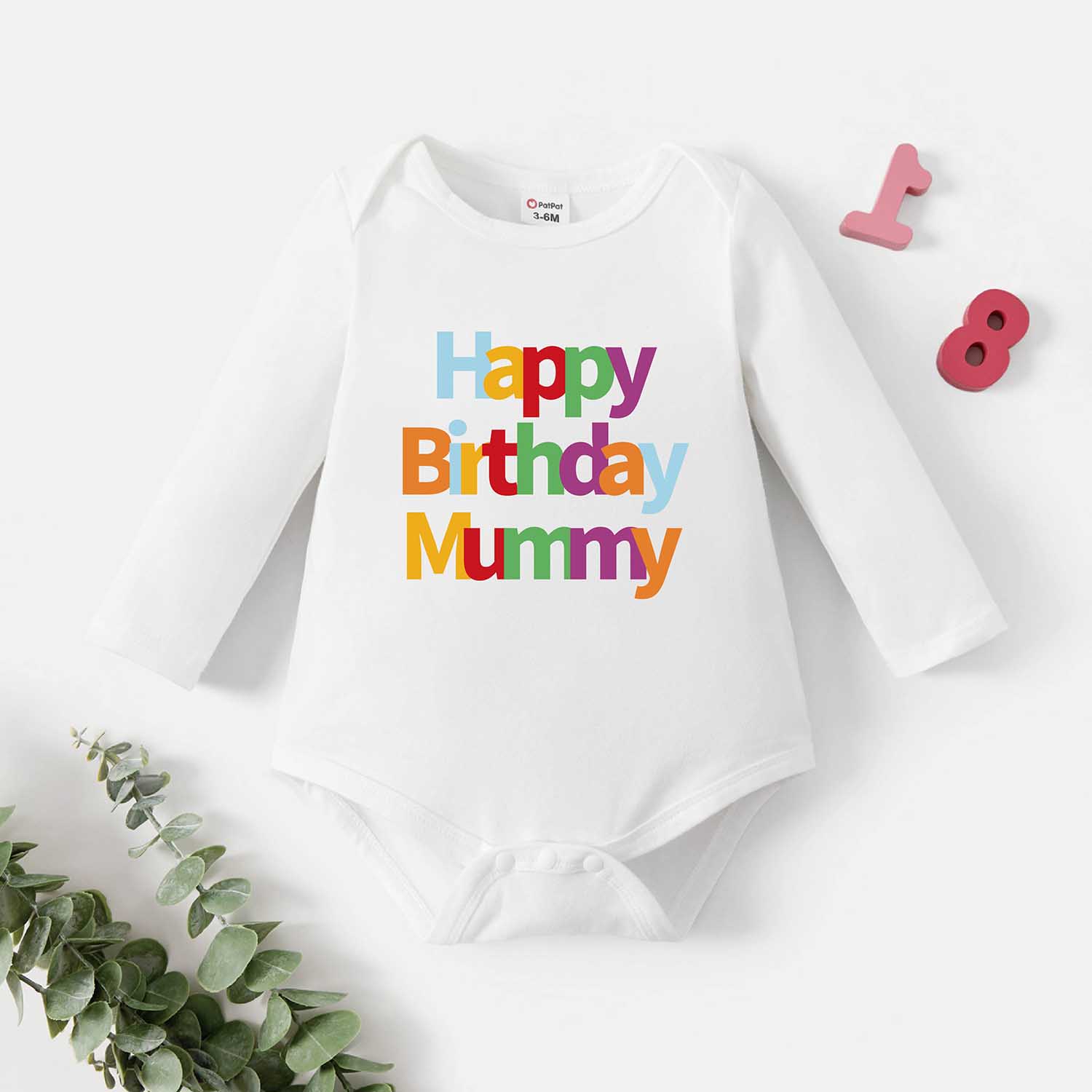 

Baby Graphic Letter Print Long-sleeve Romper
