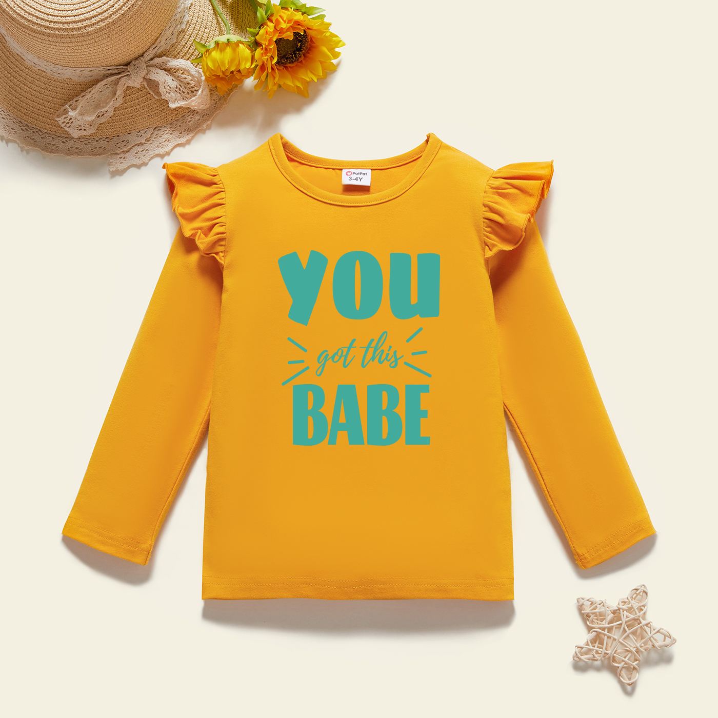 

Toddler Graphic Flutter-sleeve Ginger Long-sleeve Tee