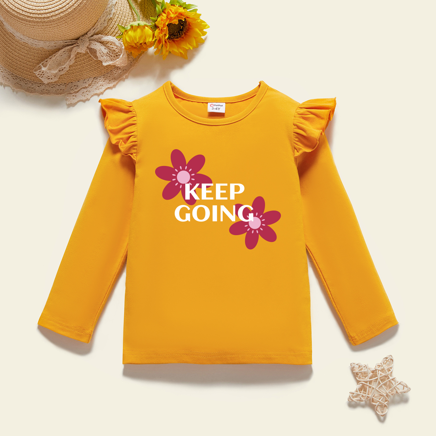 

Toddler Graphic Flutter-sleeve Ginger Long-sleeve Tee