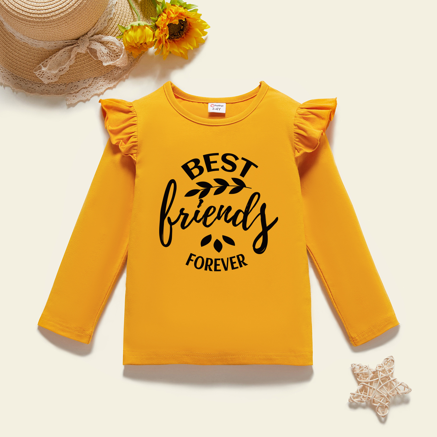 

Toddler Graphic Flutter-sleeve Ginger Long-sleeve Tee
