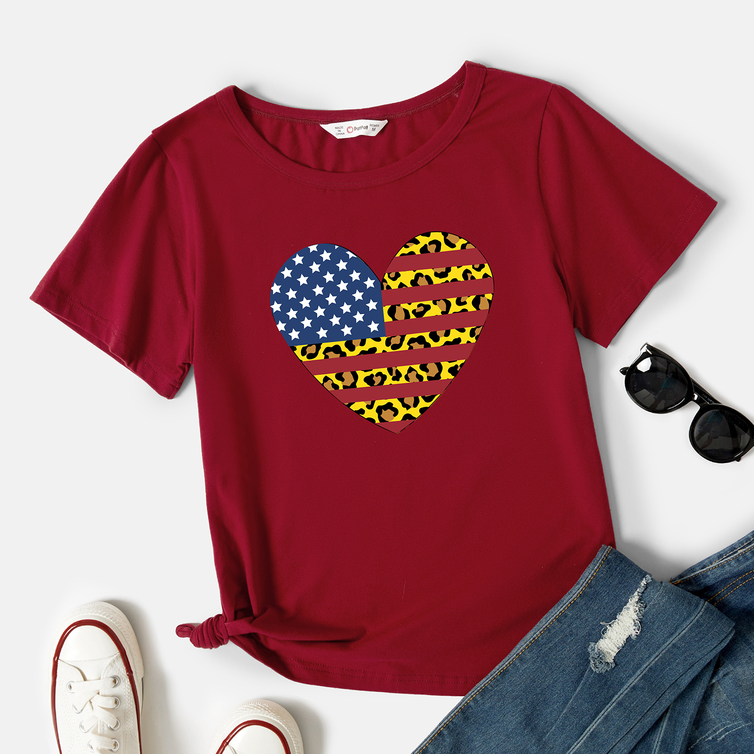 

Graphic Short-sleeve Round-collar Tee for Women