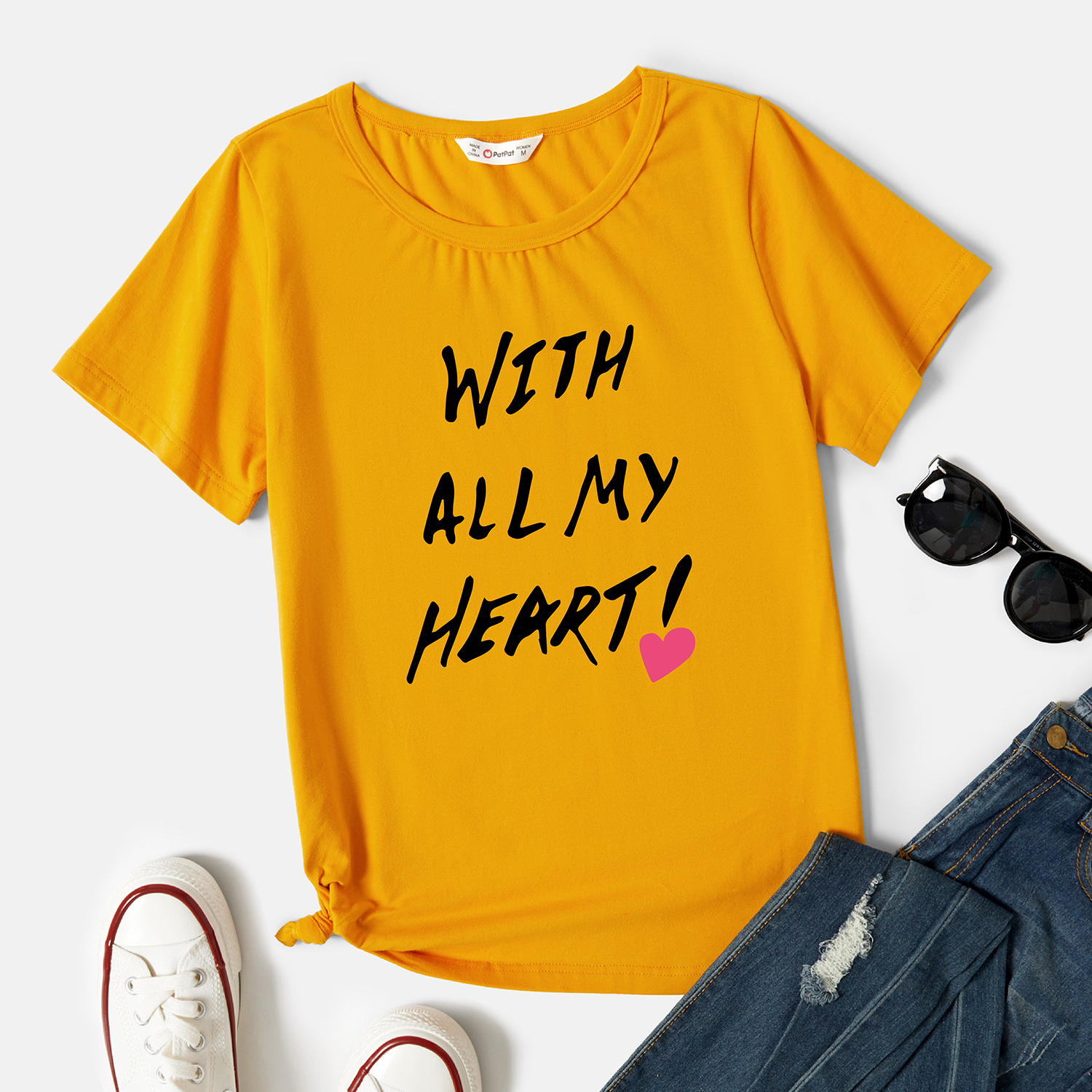 

Graphic Short-sleeve Round-collar Tee for Women