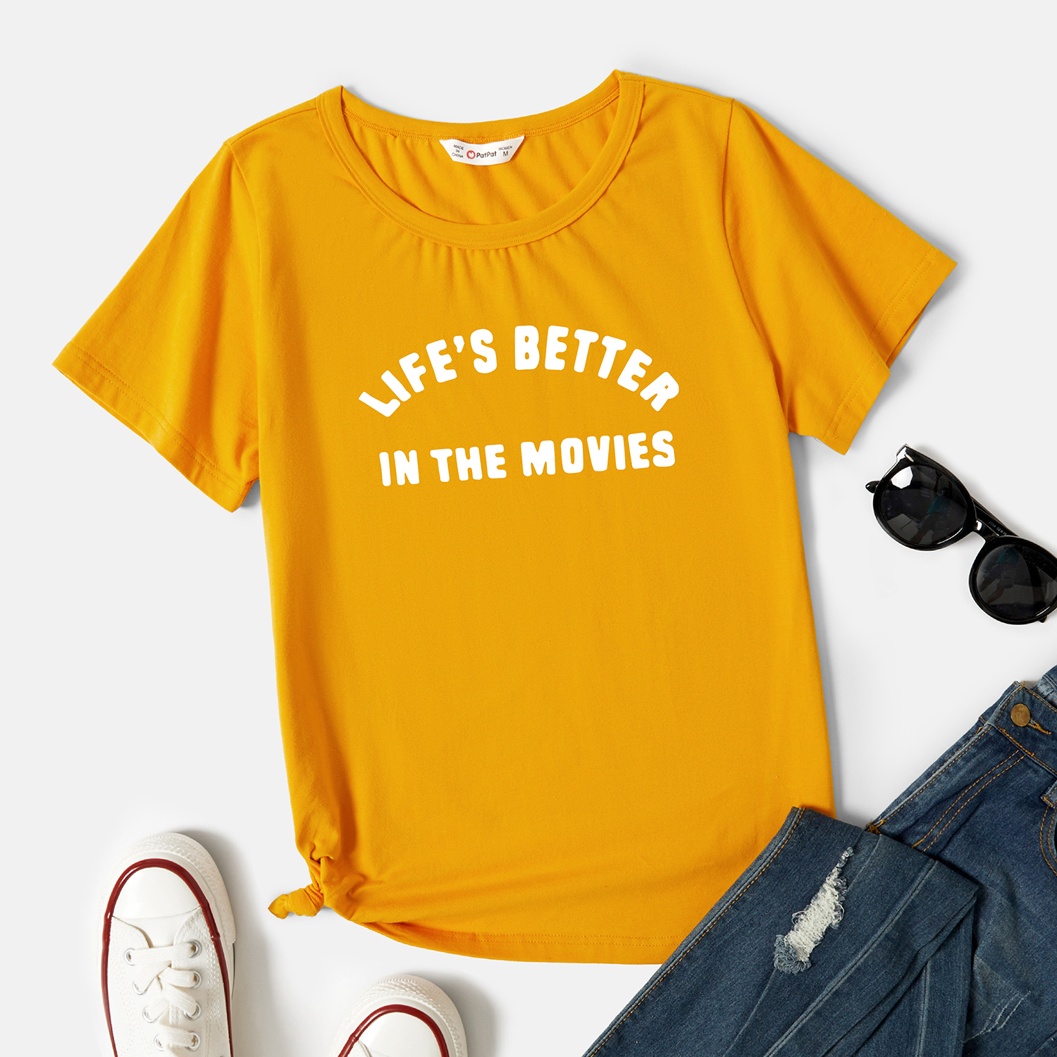 

Graphic Short-sleeve Round-collar Tee for Women