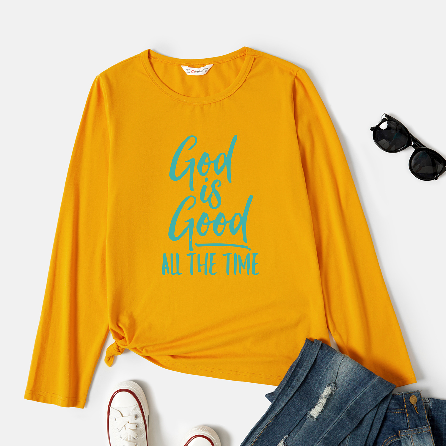 

Graphic Long-sleeve Round-collar Tee for Women