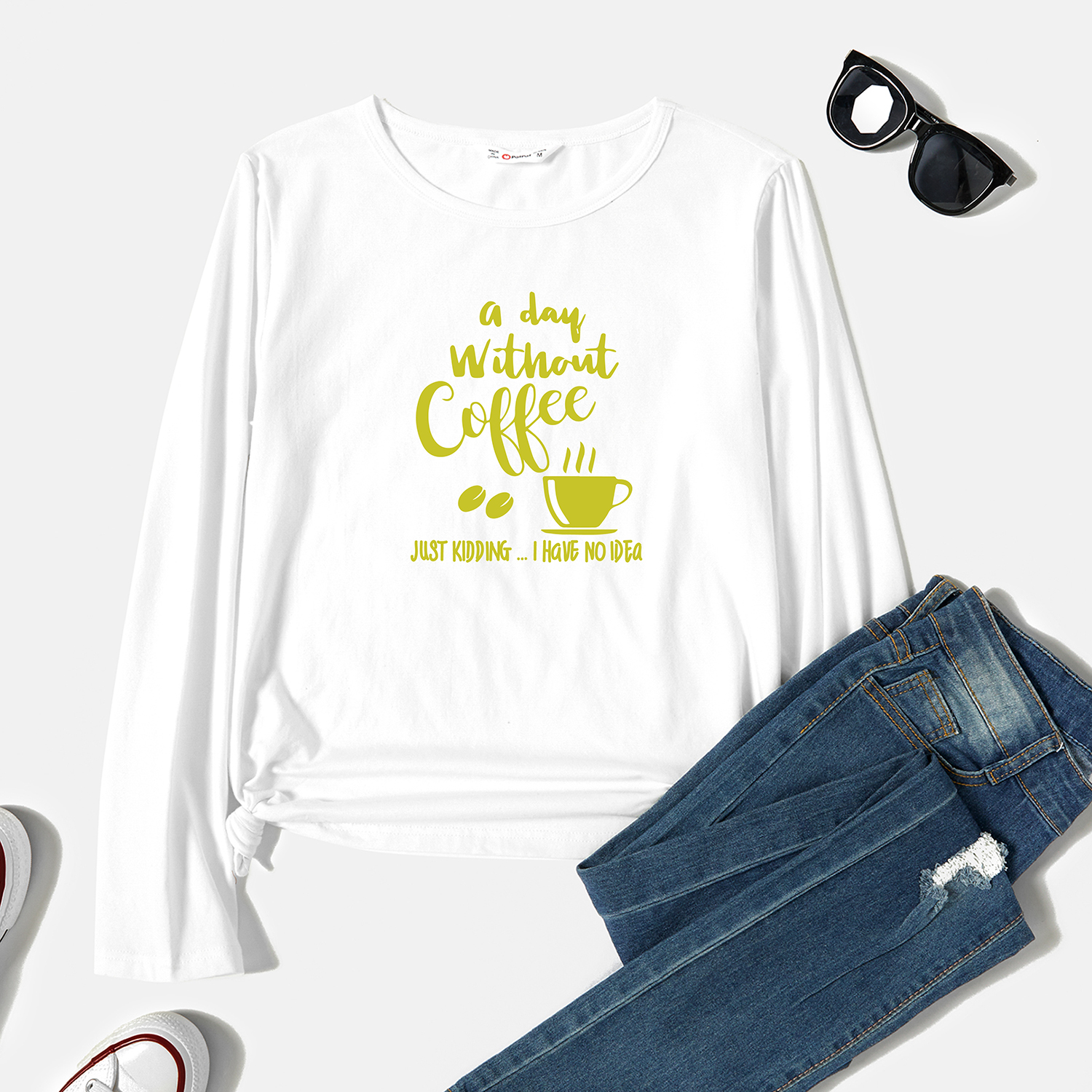 

Graphic Long-sleeve Round-collar Tee for Women