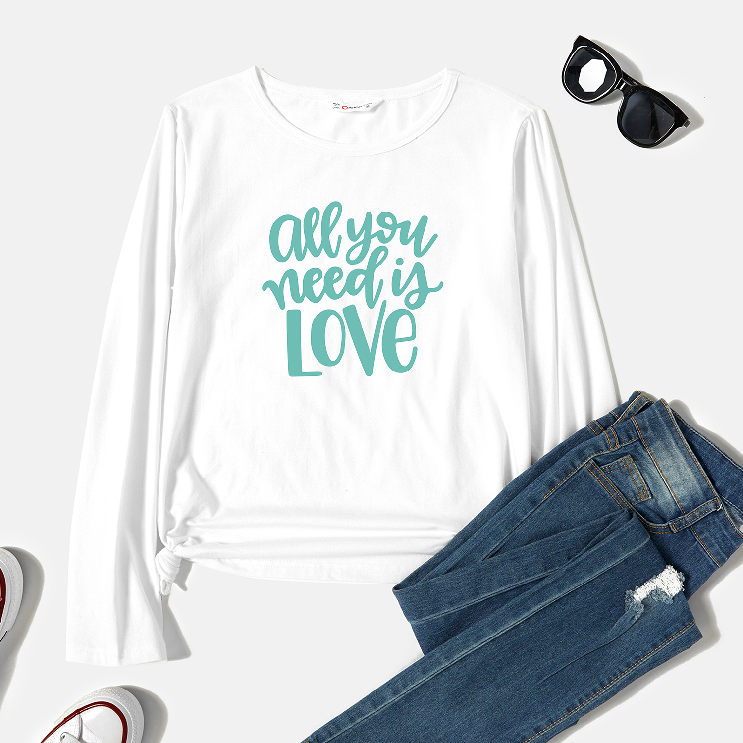 

Graphic Long-sleeve Round-collar Tee for Women