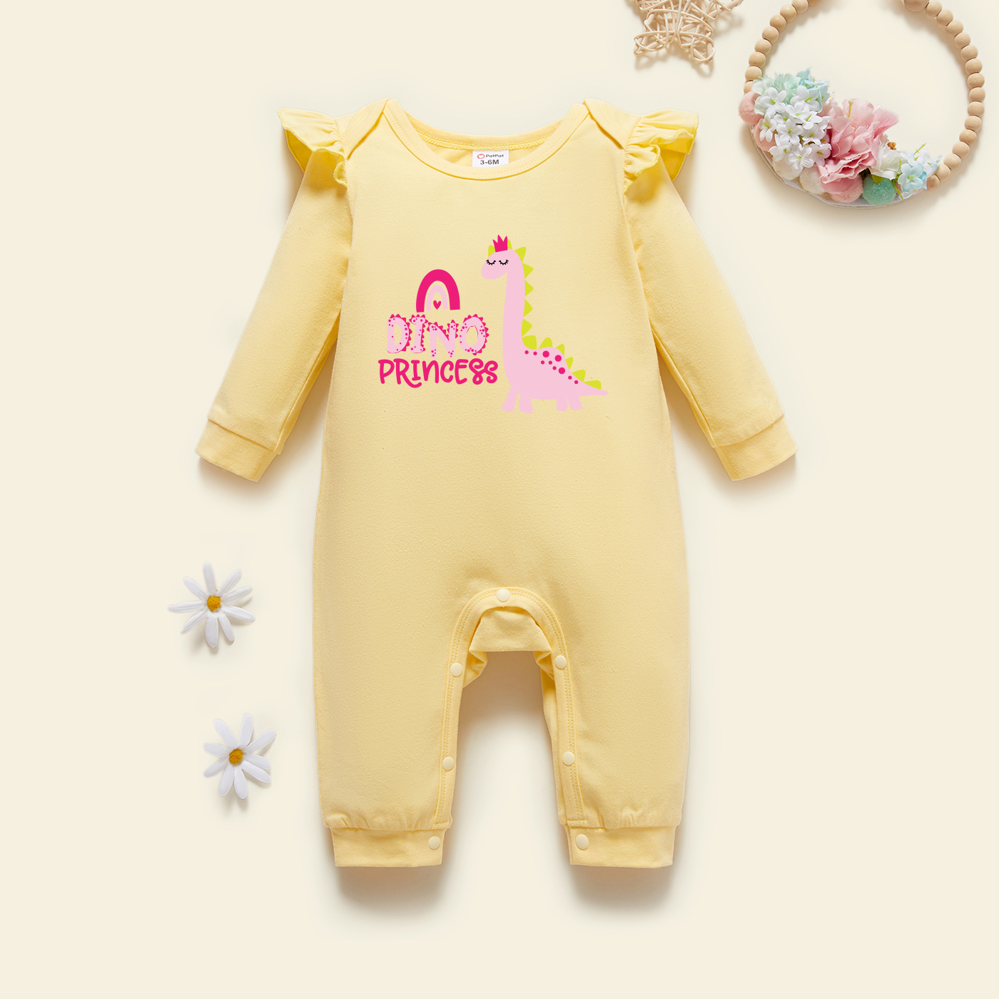 

Baby Graphic Flutter-sleeve Long-sleeve Jumpsuit