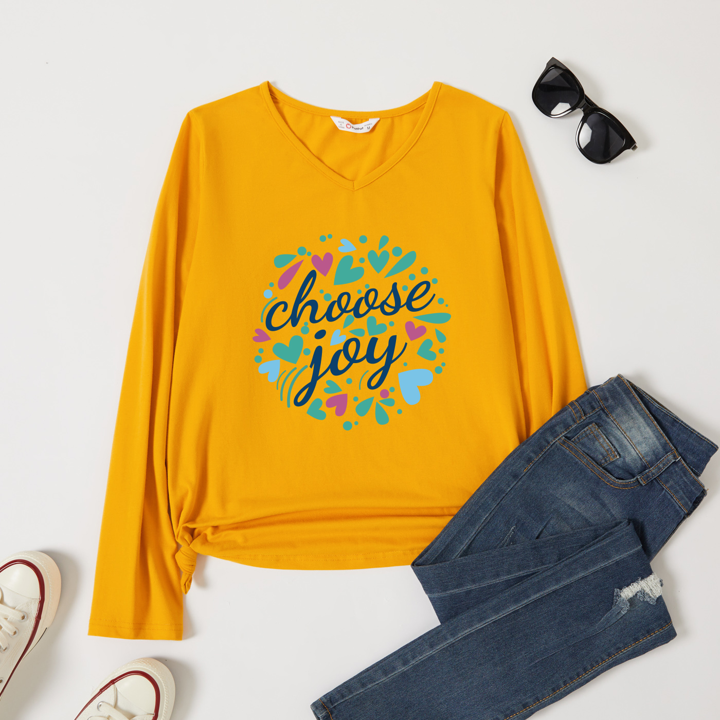 

Graphic Ginger Long-sleeve V Neck Tee for Women