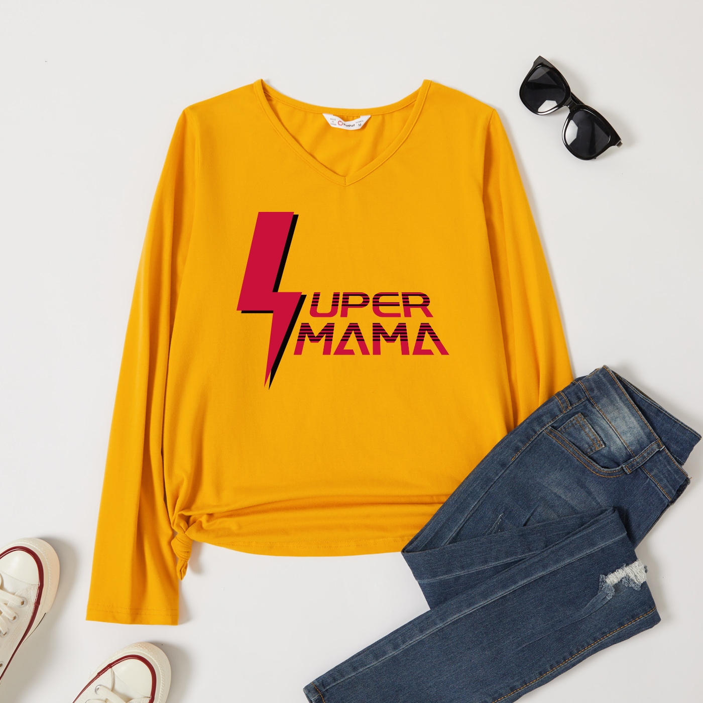 

Graphic Ginger Long-sleeve V Neck Tee for Women