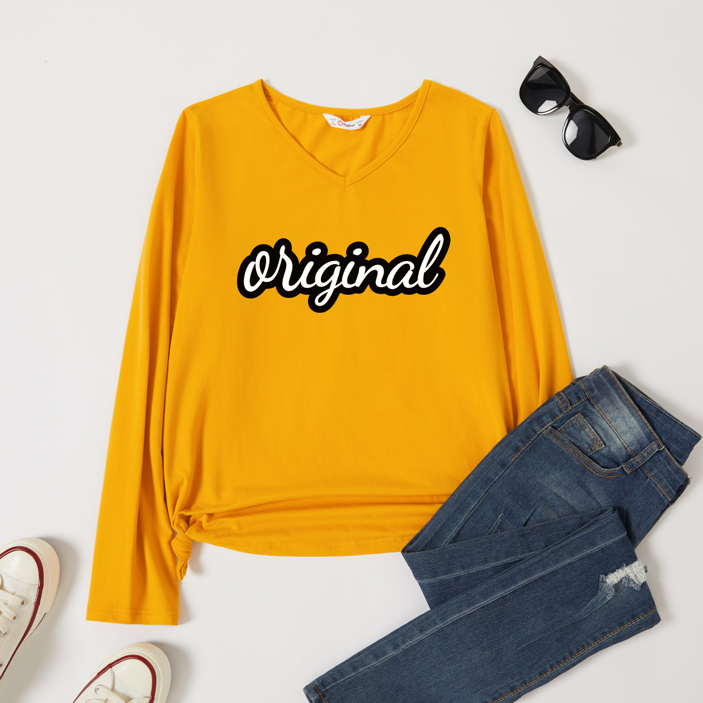 

Graphic Ginger Long-sleeve V Neck Tee for Women