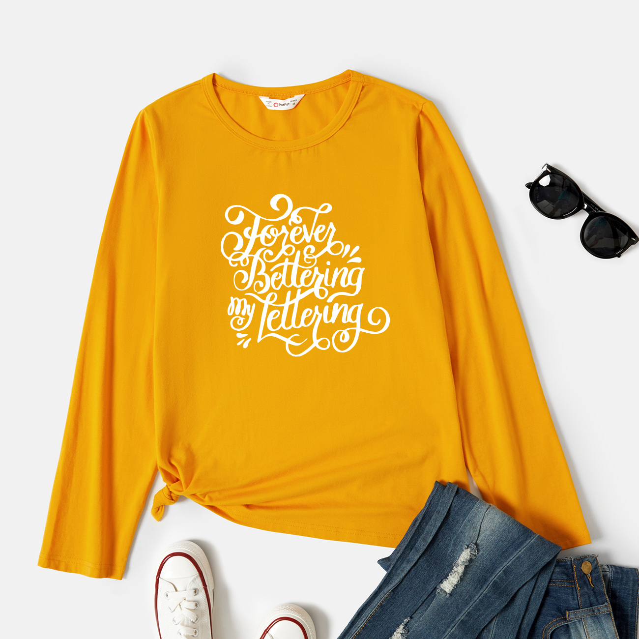 

Graphic Ginger Long-sleeve Round-collar Tee for Women