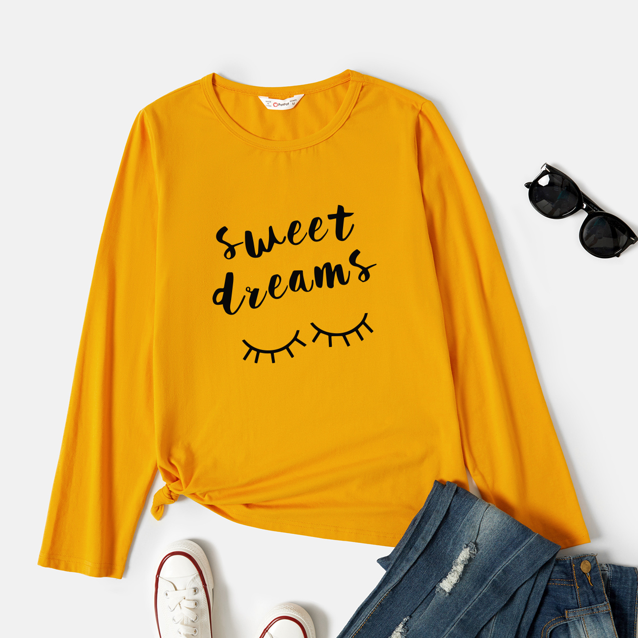 

Graphic Ginger Long-sleeve Round-collar Tee for Women