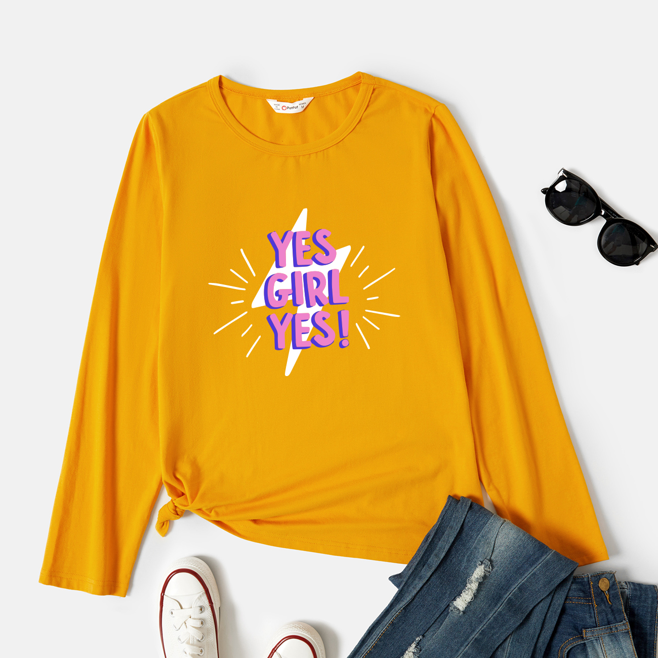 

Graphic Ginger Long-sleeve Round-collar Tee for Women