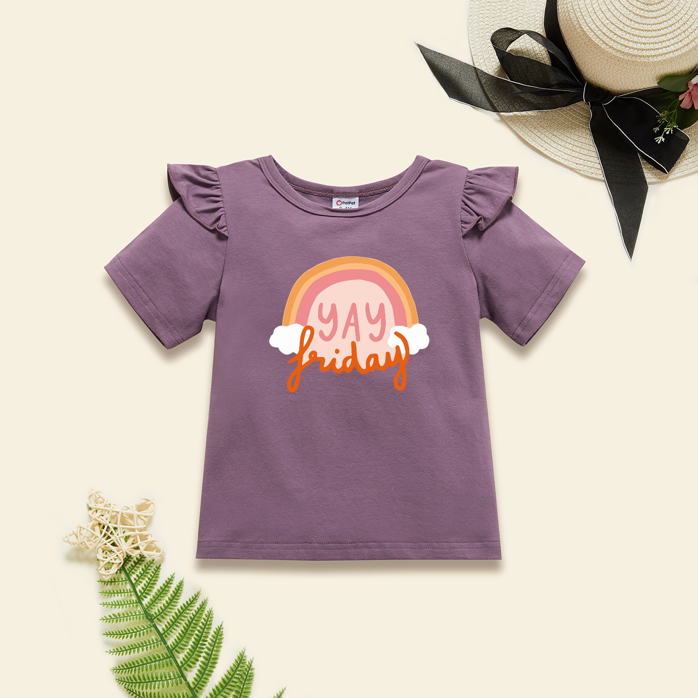 

Toddler Graphic Flutter-sleeve Lavender Purple Short-sleeve Tee