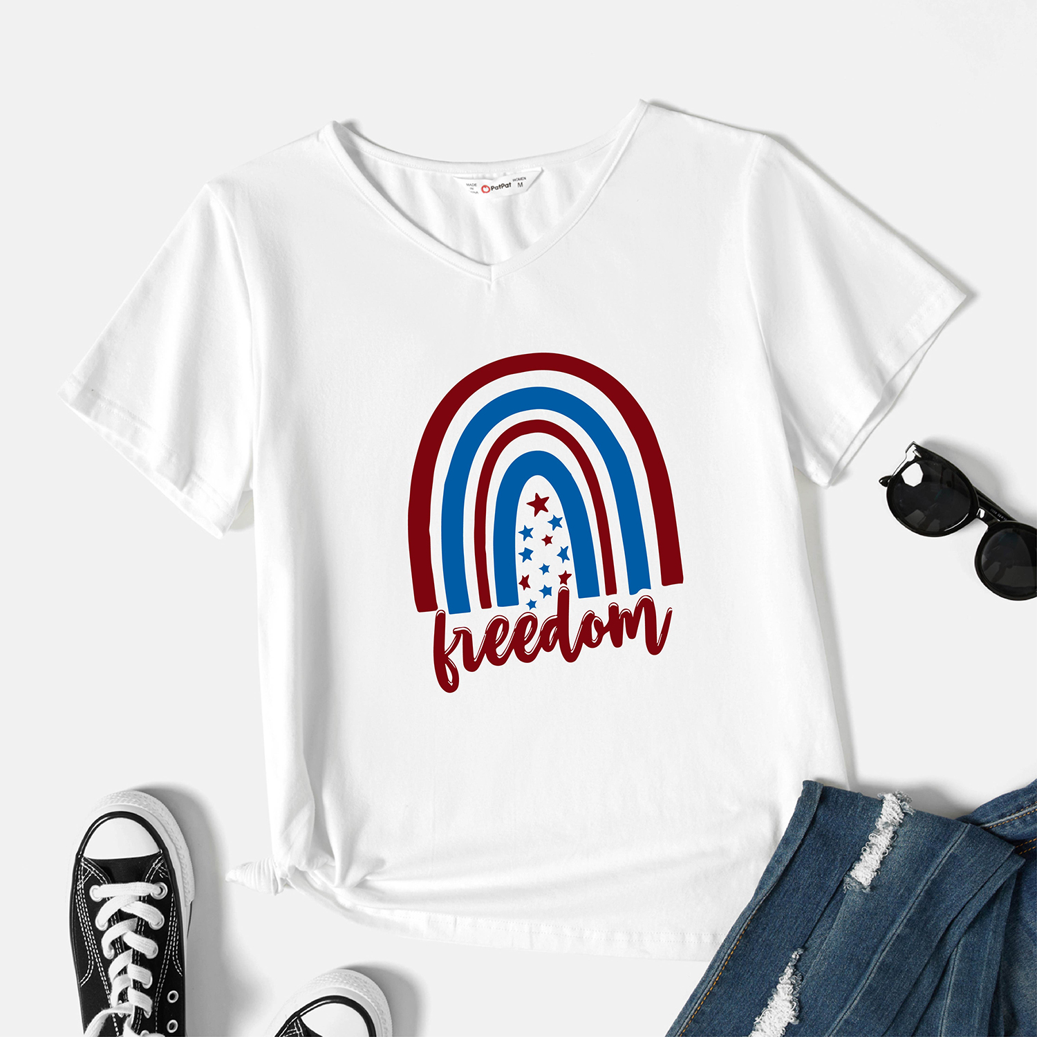 

Graphic Short-sleeve V Neck Tee for Women