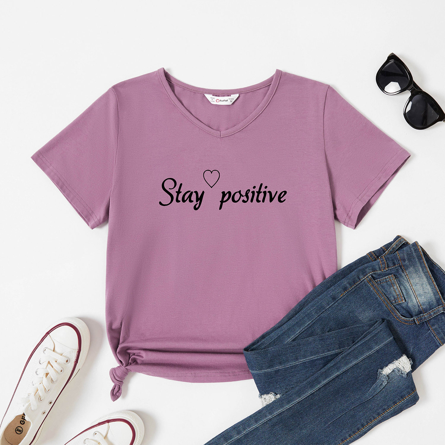 

Graphic Short-sleeve V Neck Tee for Women