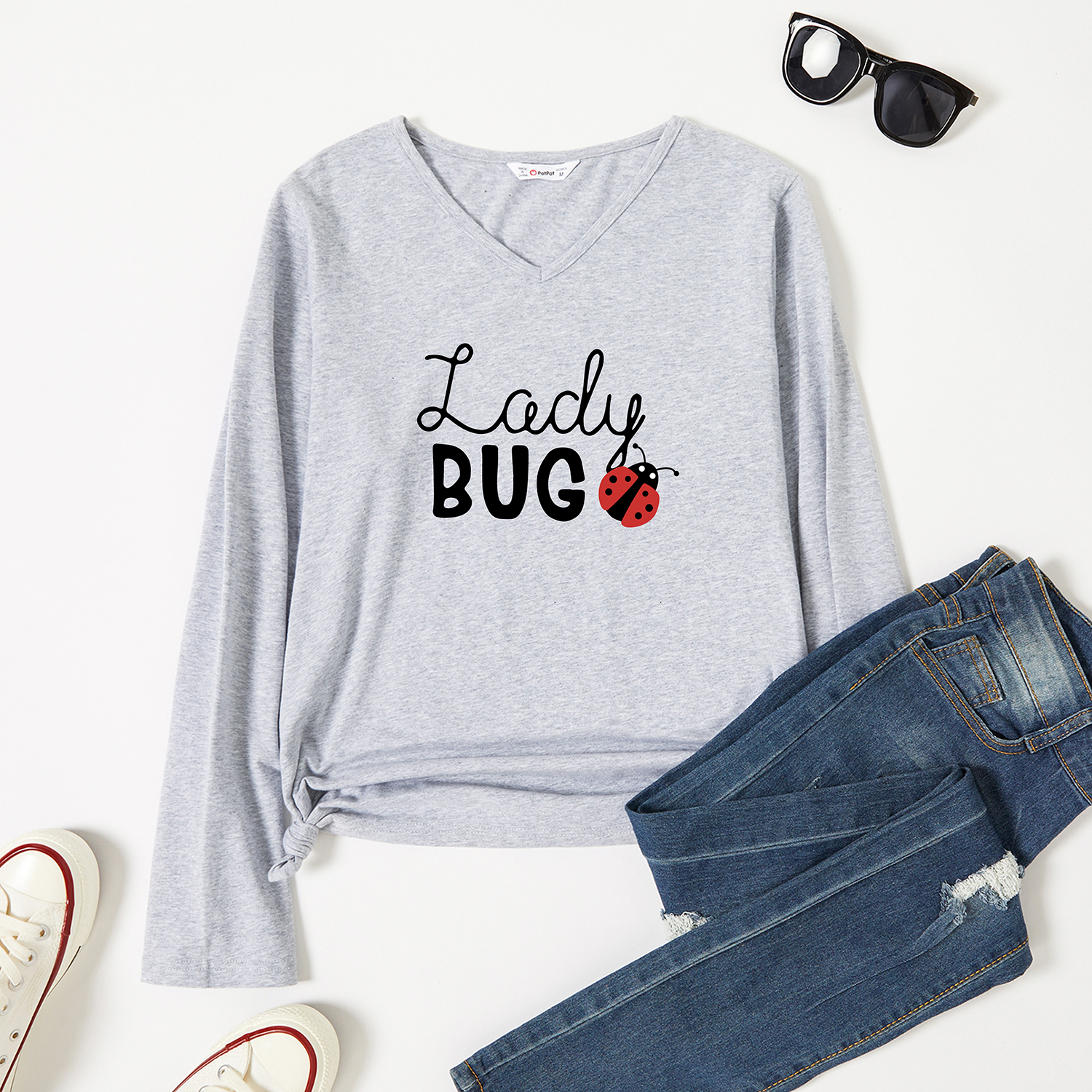 

Graphic Long-sleeve V Neck Tee for Women