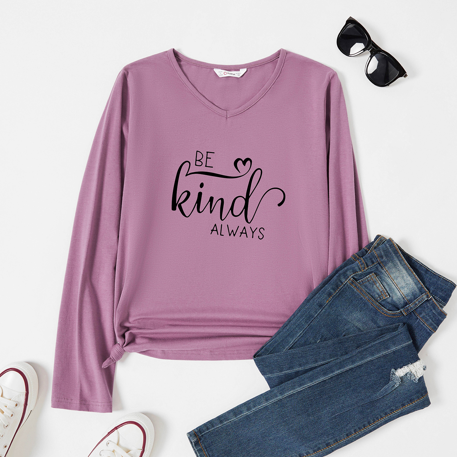 

Graphic Long-sleeve V Neck Tee for Women
