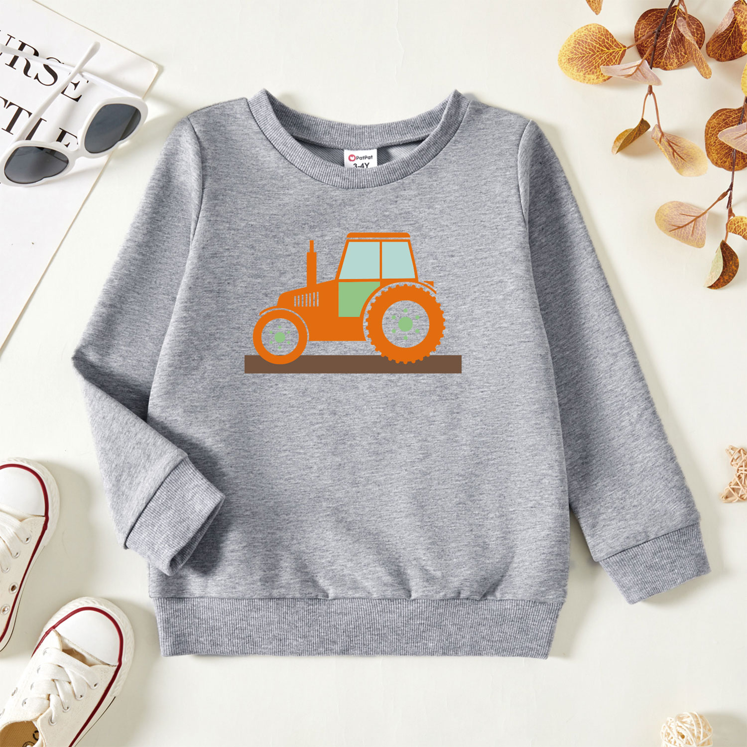 

Toddler Graphic Vehicle Print Long-sleeve Pullover