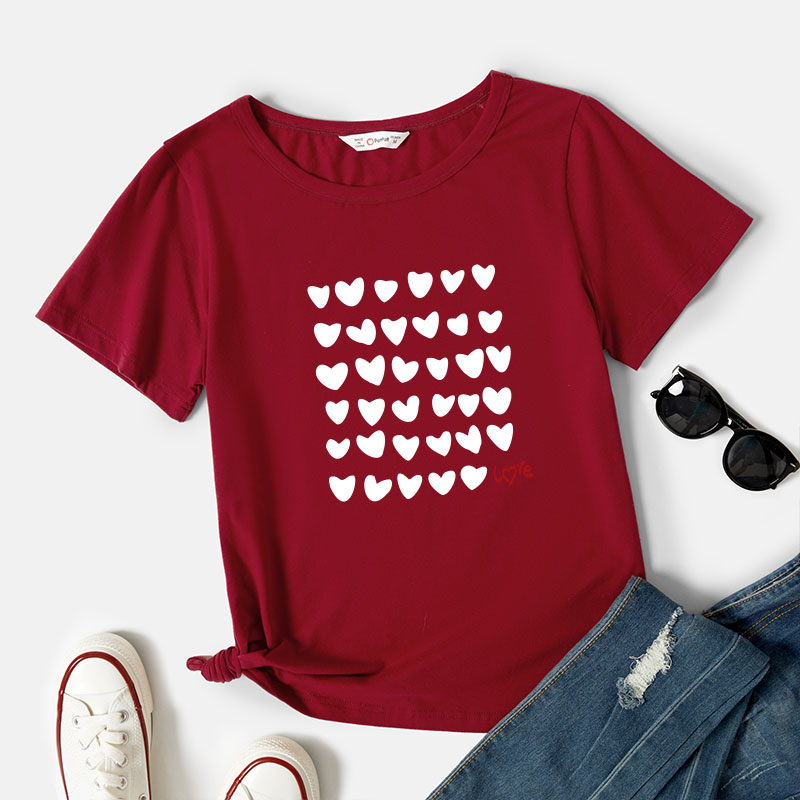

Women Graphic Heart and Letter Print Round-collar Short-sleeve Tee