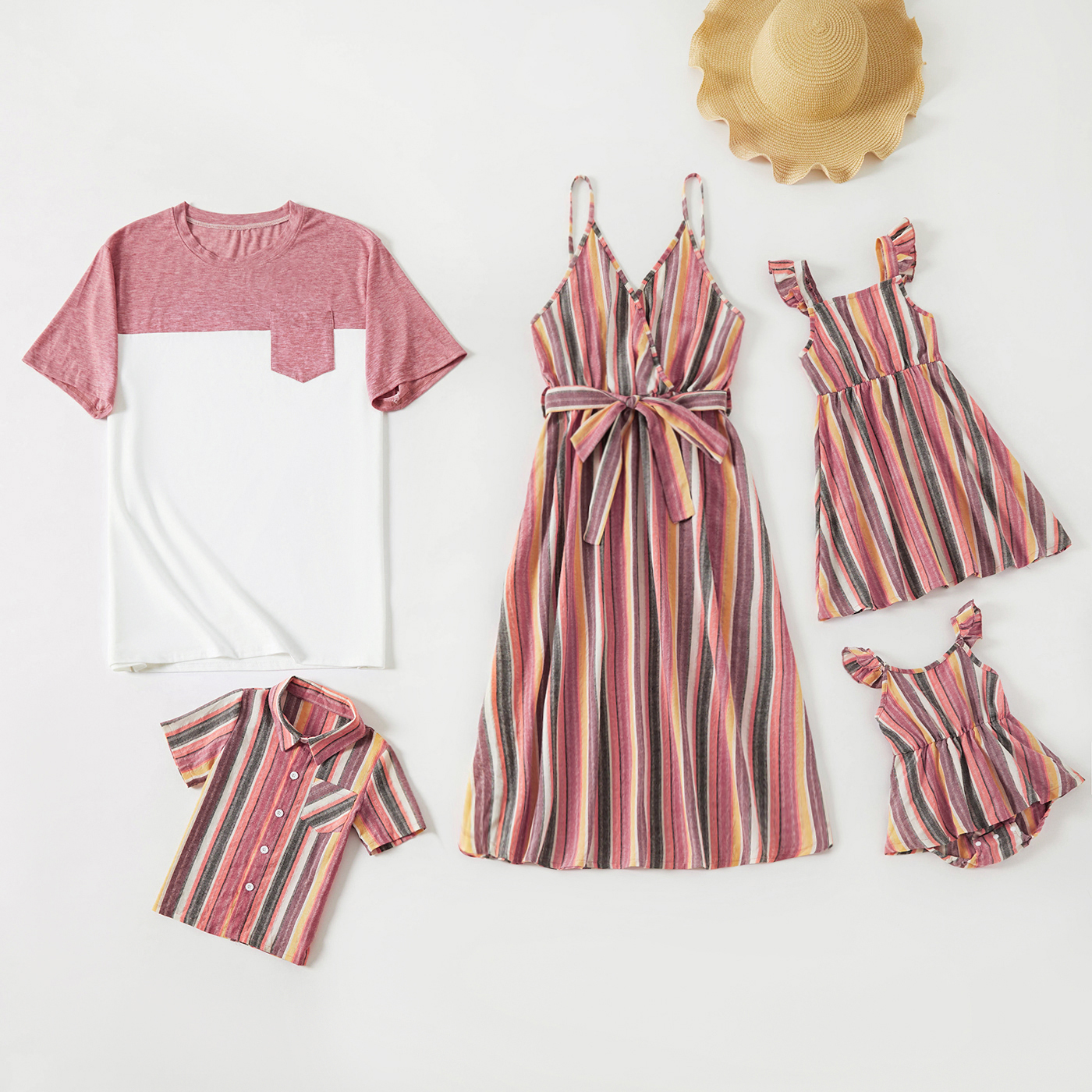 

Cotton Stripe and Splice Family Matching Midi Sets