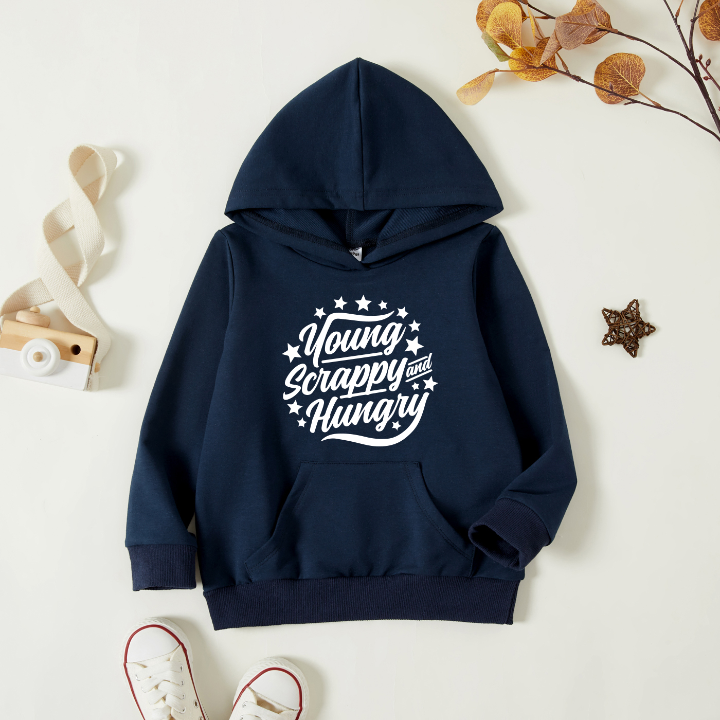 

Toddler Graphic Dark Blue Long-sleeve Hooded Pullover