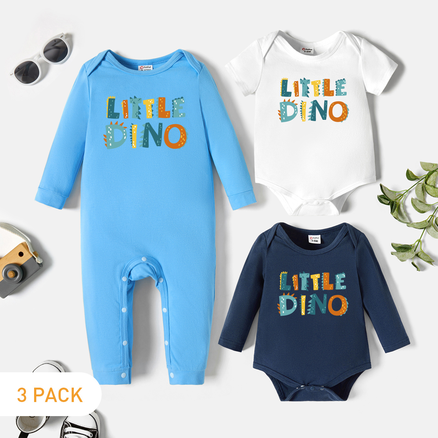 

3-Pack Baby Graphic Romper and Jumpsuit Set