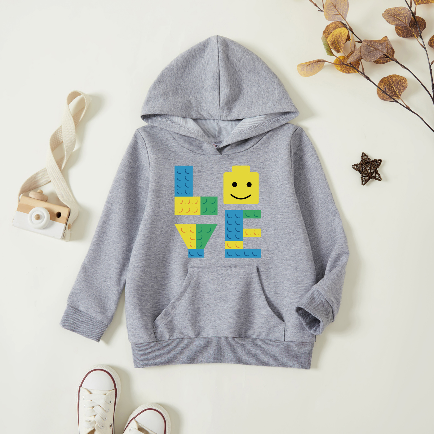 

Toddler Graphic Light gray Long-sleeve Hooded Pullover
