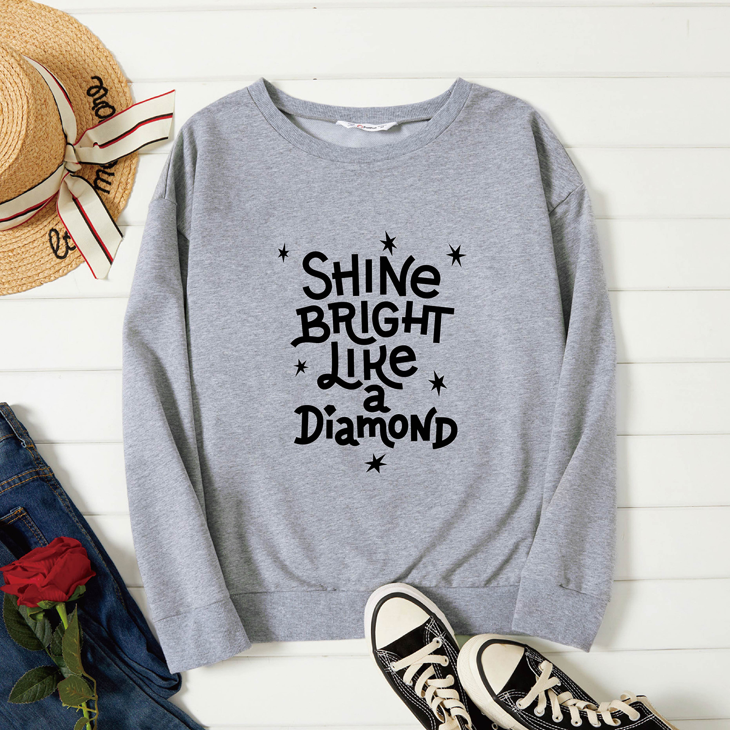 

Graphic Light gray Long-sleeve Pullover For Women