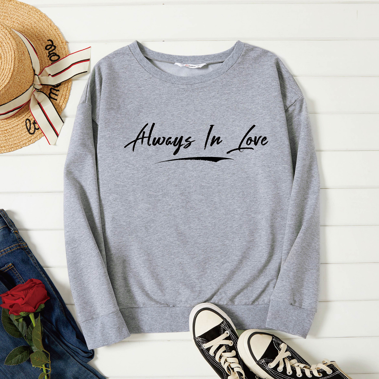 

Graphic Light gray Long-sleeve Pullover For Women