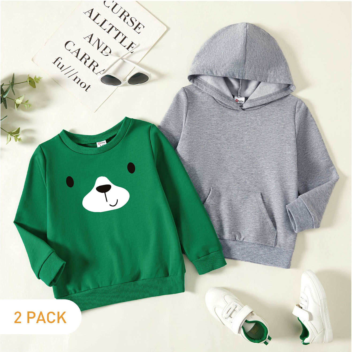 

2-Pack Toddler Graphic Puppy Print Long-sleeve Pullover & Hooded Pullover Set