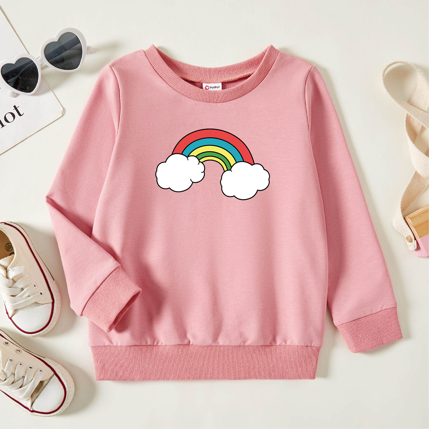 

Toddler Graphic Rainbow Print Long-sleeve Pullover