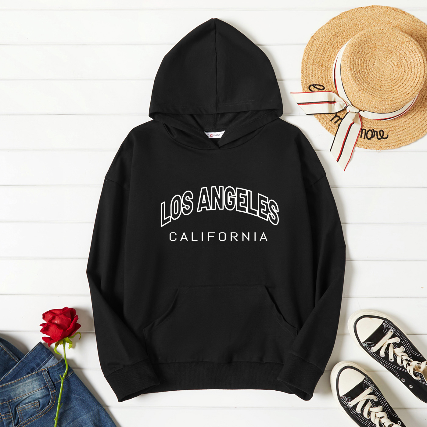 

Women Graphic Letter Print Long-sleeve Hooded Pullover