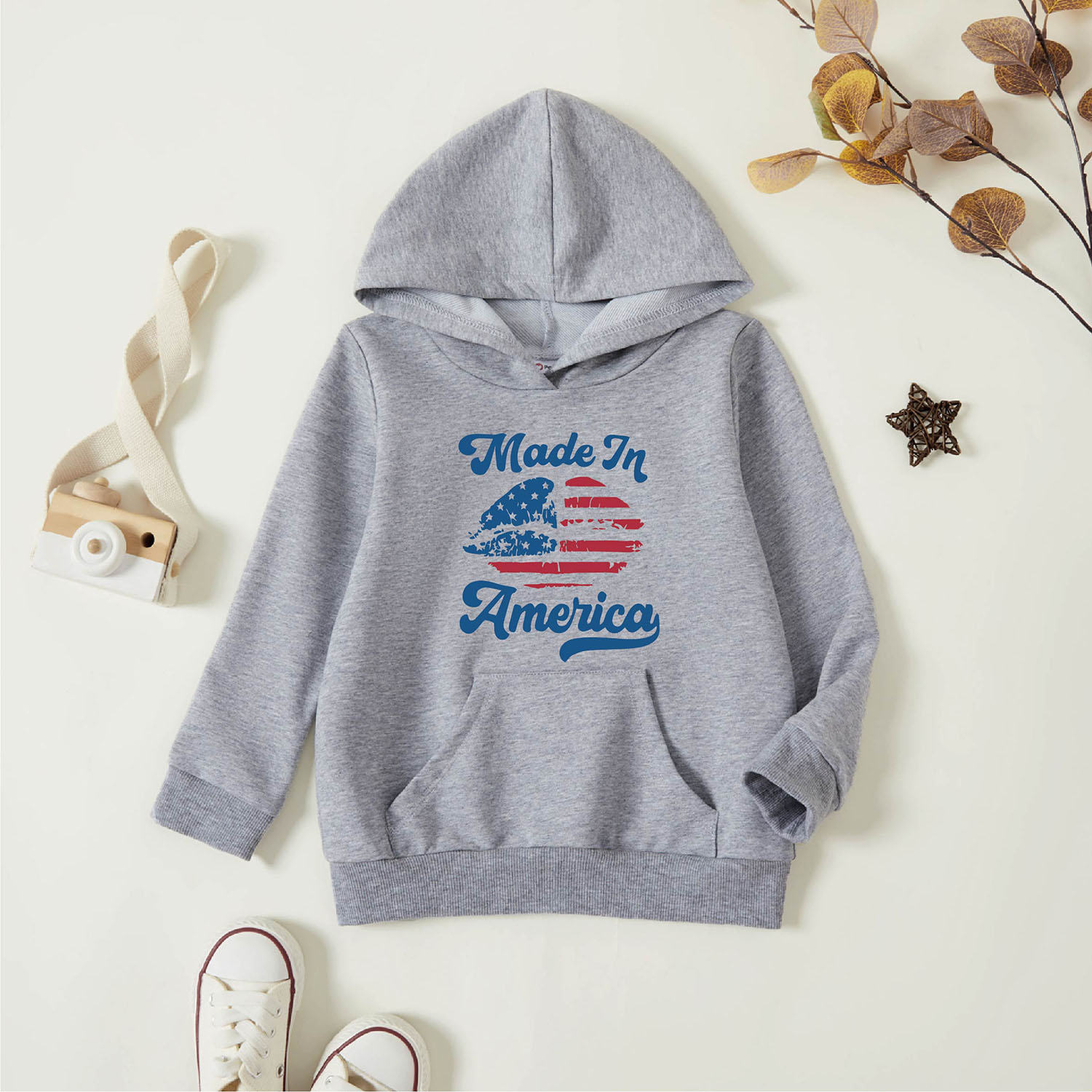 

Toddler Graphic Light gray Long-sleeve Hooded Pullover