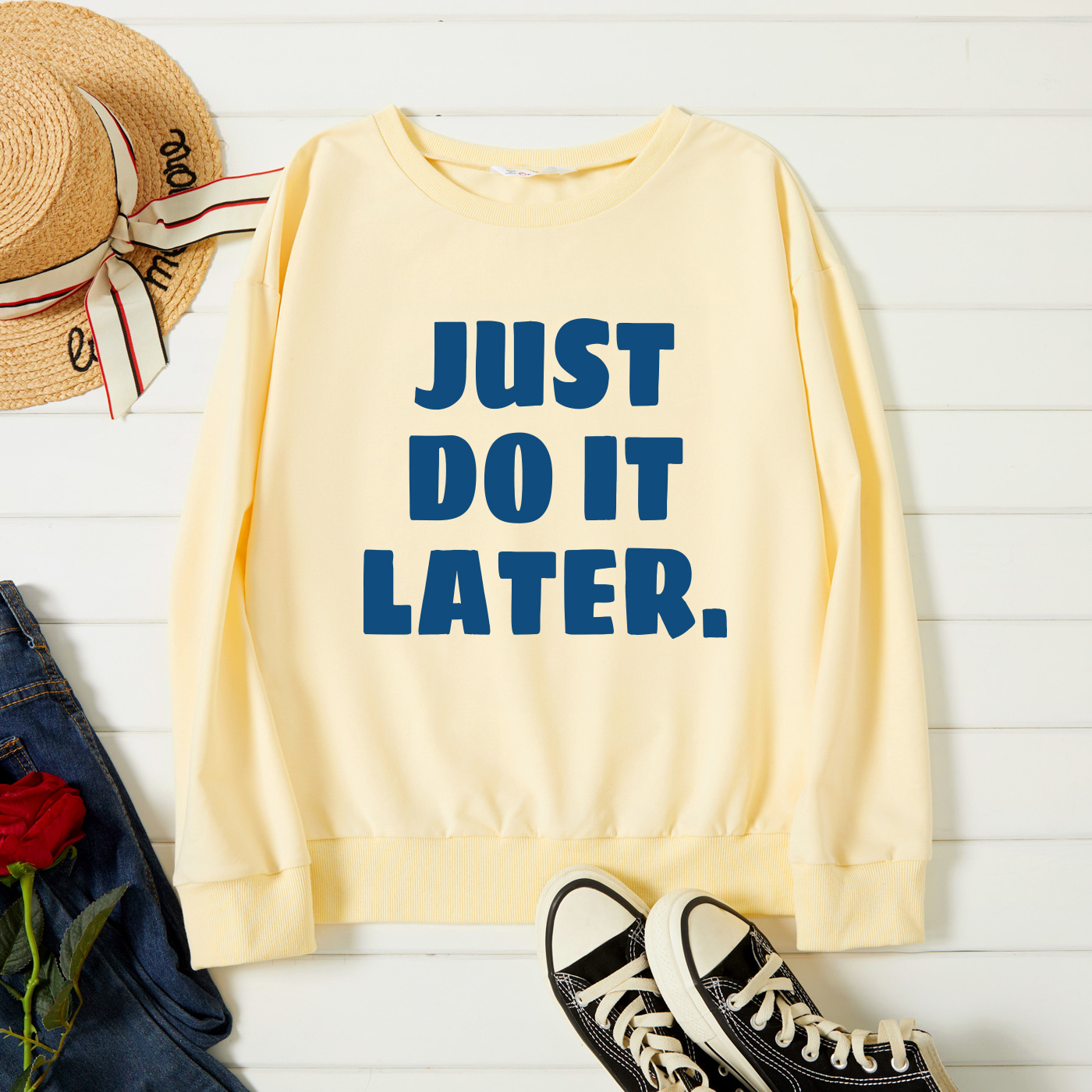 

Graphic Beige Long-sleeve Pullover For Women