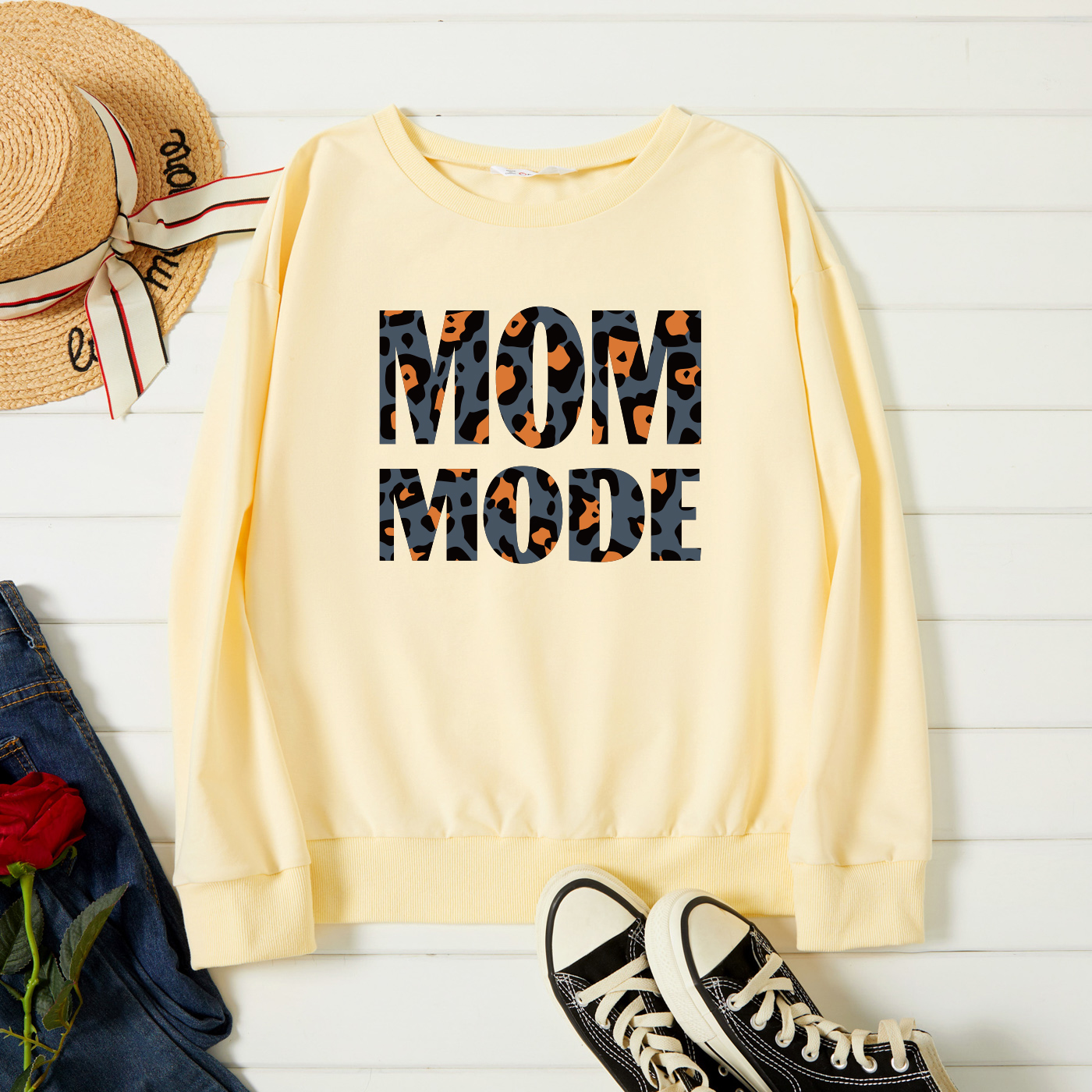 

Graphic Beige Long-sleeve Pullover For Women