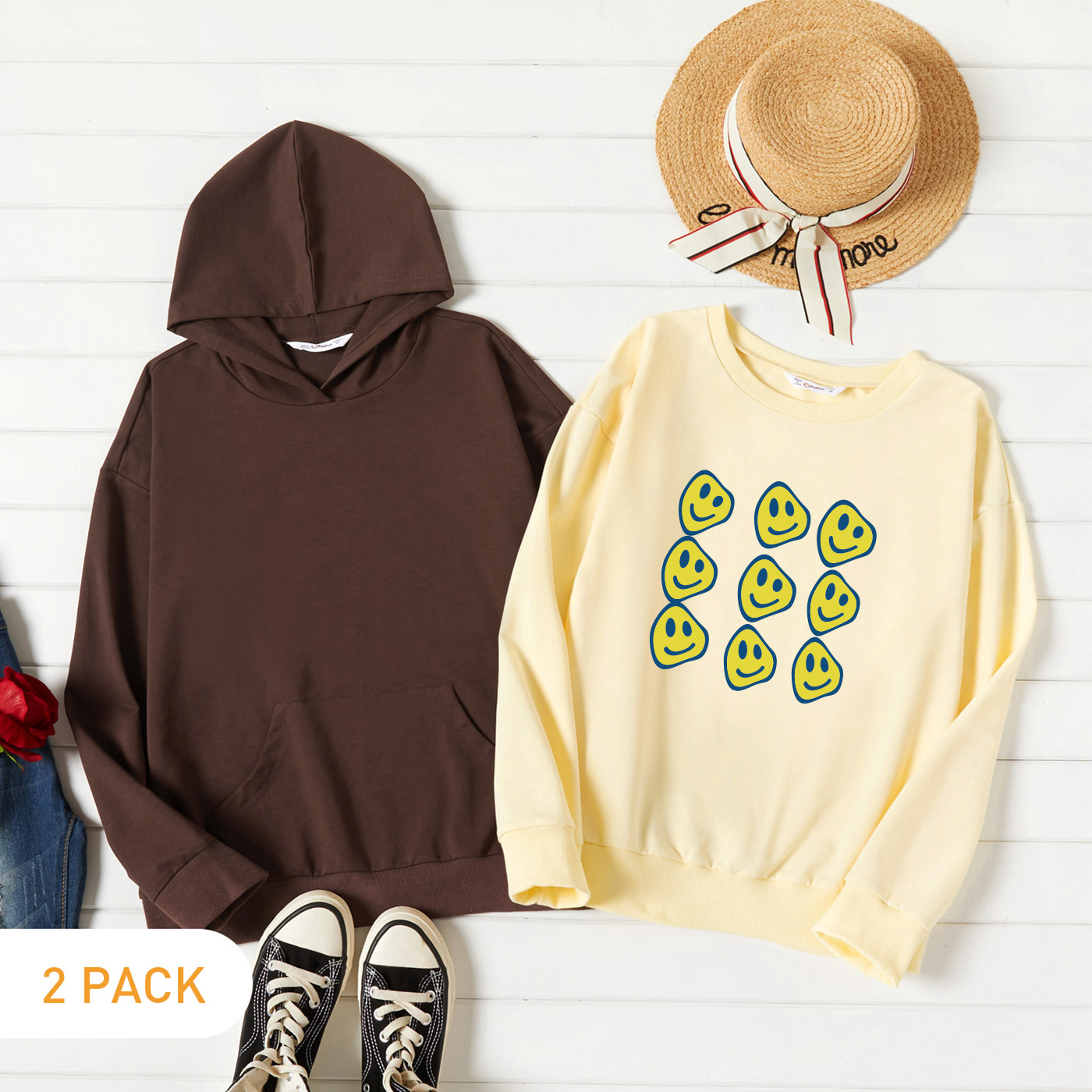 

2-Pack Graphic Long-sleeve Pullover For Women
