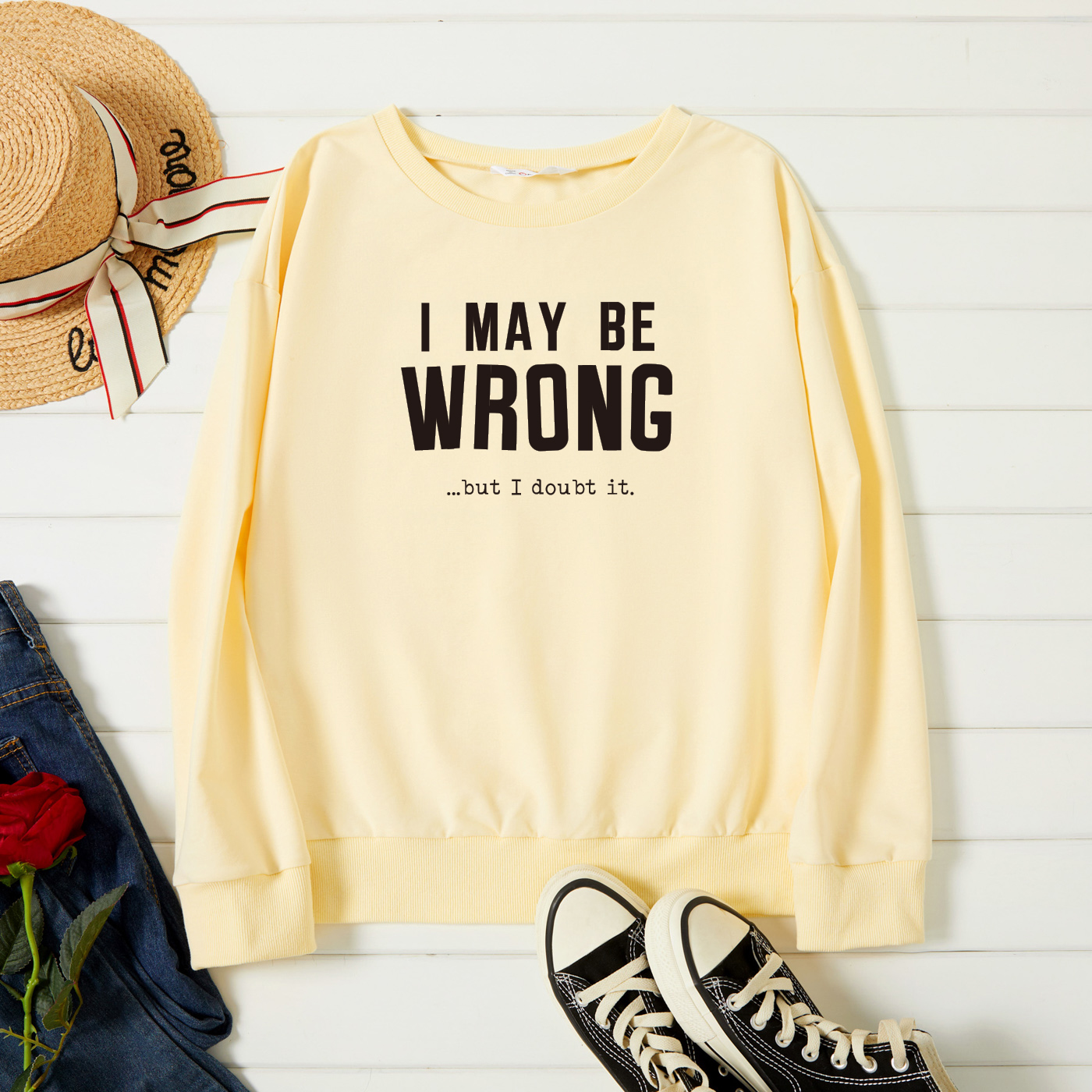 

Graphic Beige Long-sleeve Pullover For Women