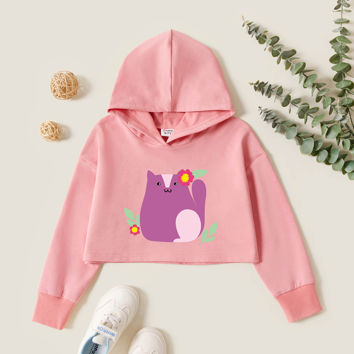 

Kids Graphic Pink Long-sleeve Hooded Pullover