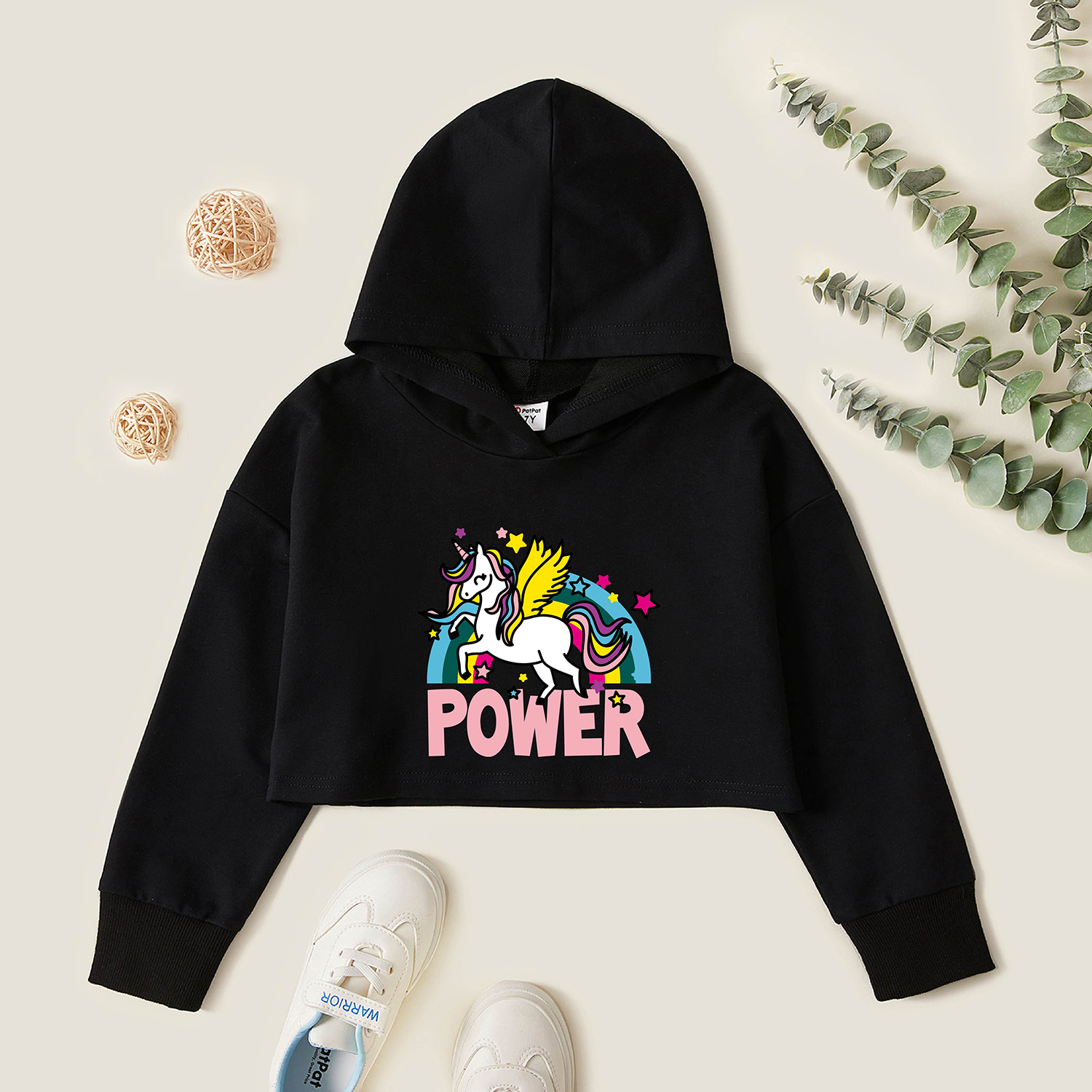 

Kids Graphic Black Long-sleeve Hooded Pullover