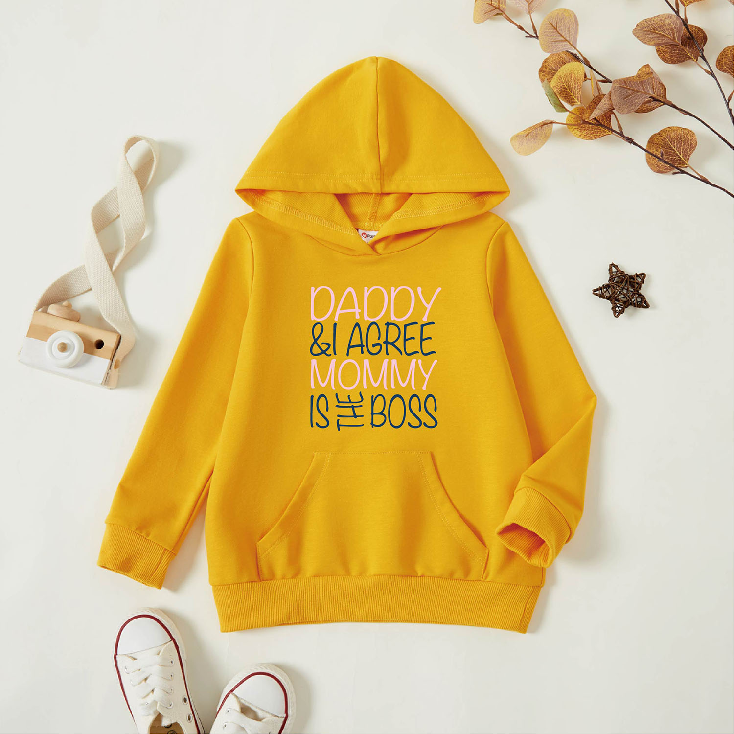 

Toddler Graphic Letter Print Long-sleeve Hooded Pullover