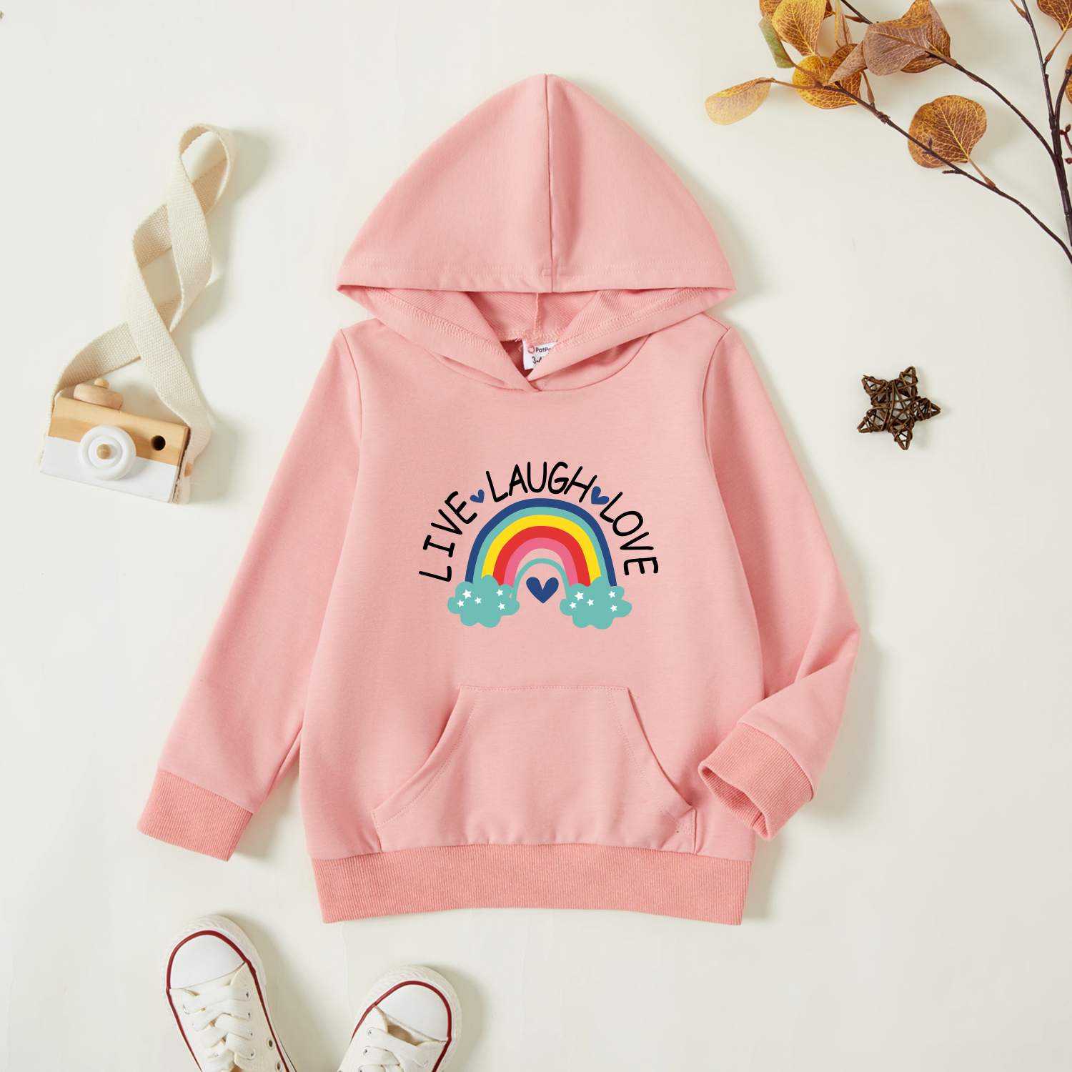 

Toddler Graphic Pink Long-sleeve Hooded Pullover