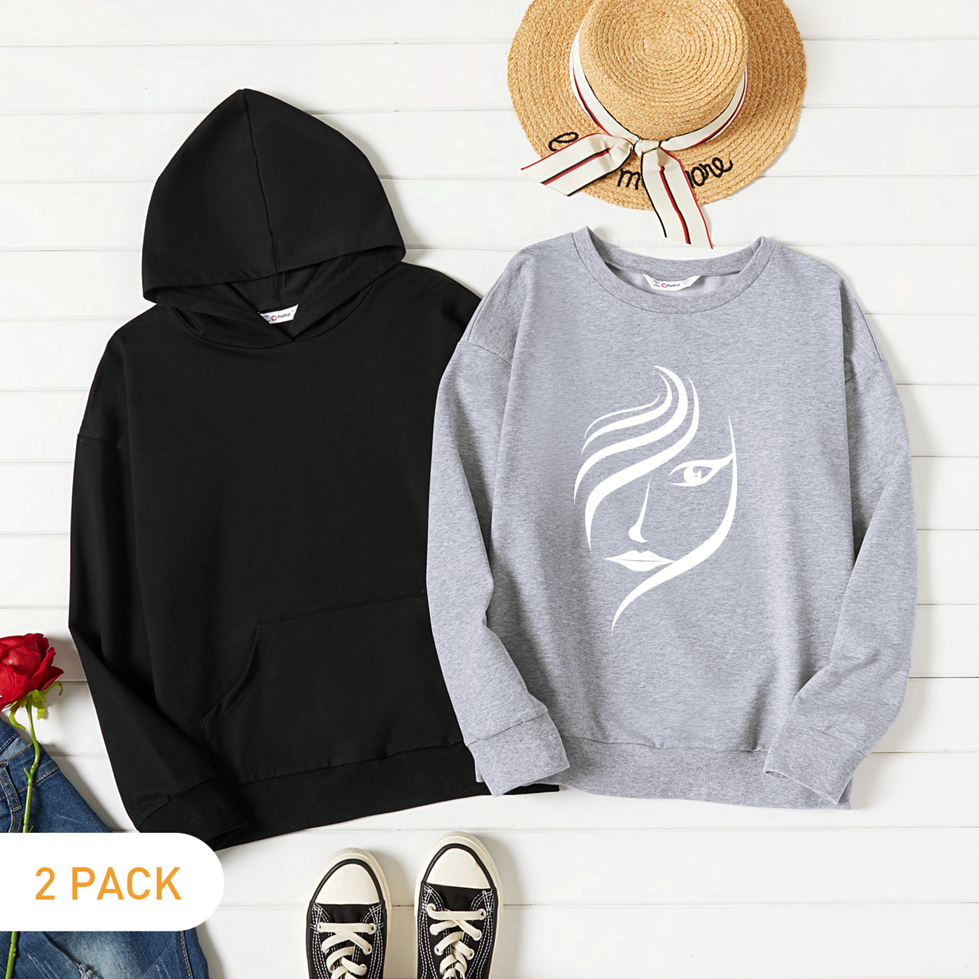

2-Pack Graphic Long-sleeve Pullover For Women