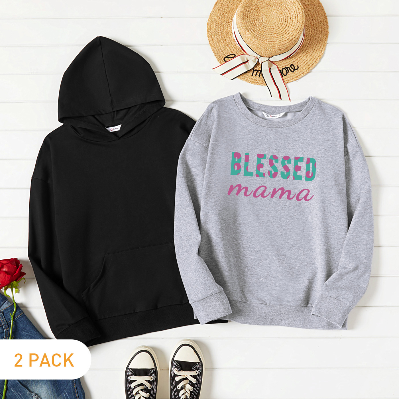 

2-Pack Graphic Long-sleeve Pullover For Women