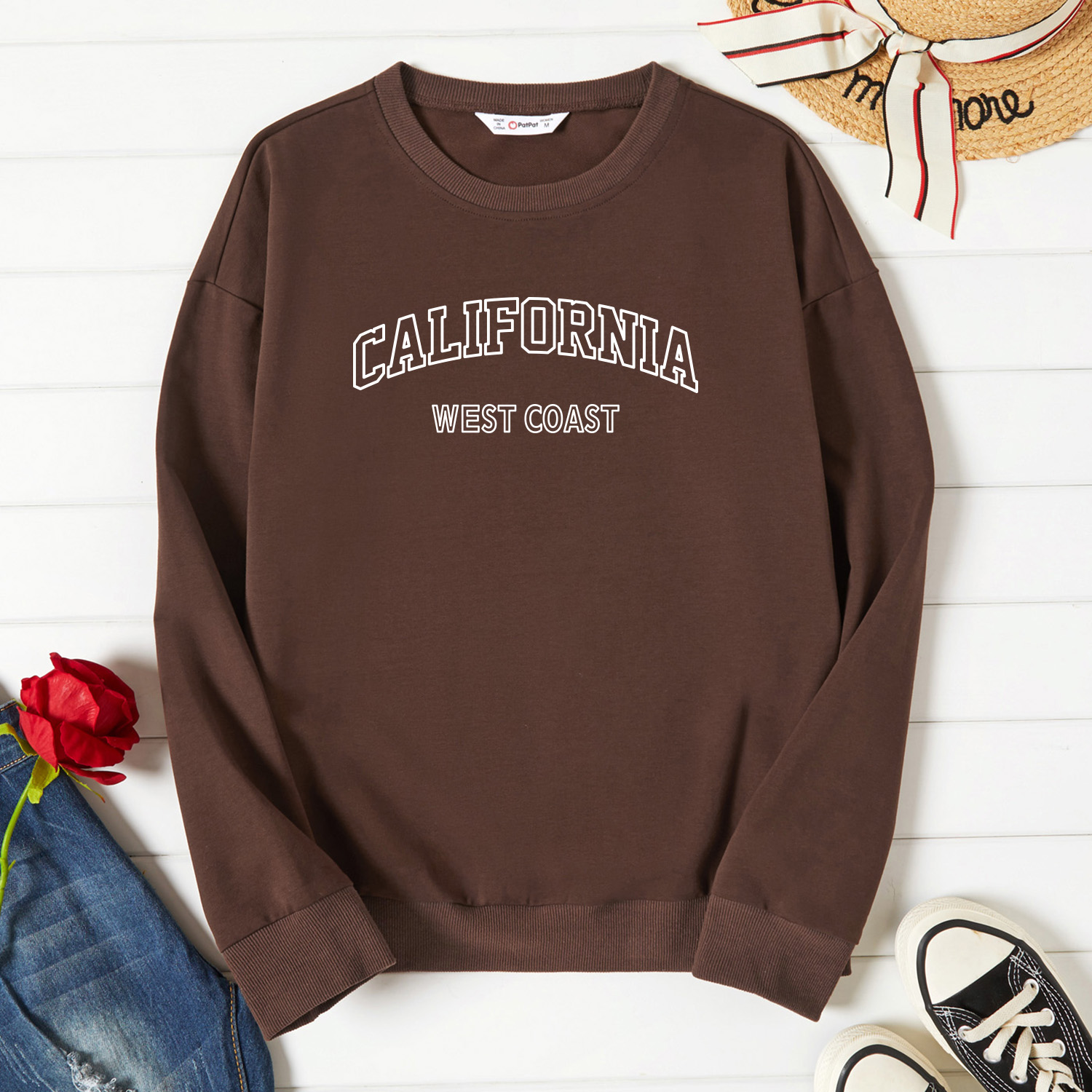 

Graphic Brown Long-sleeve Pullover For Women