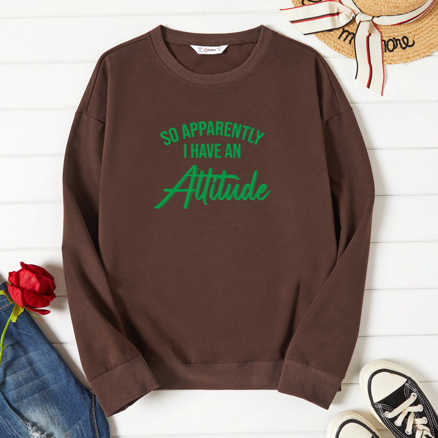 

Graphic Brown Long-sleeve Pullover For Women