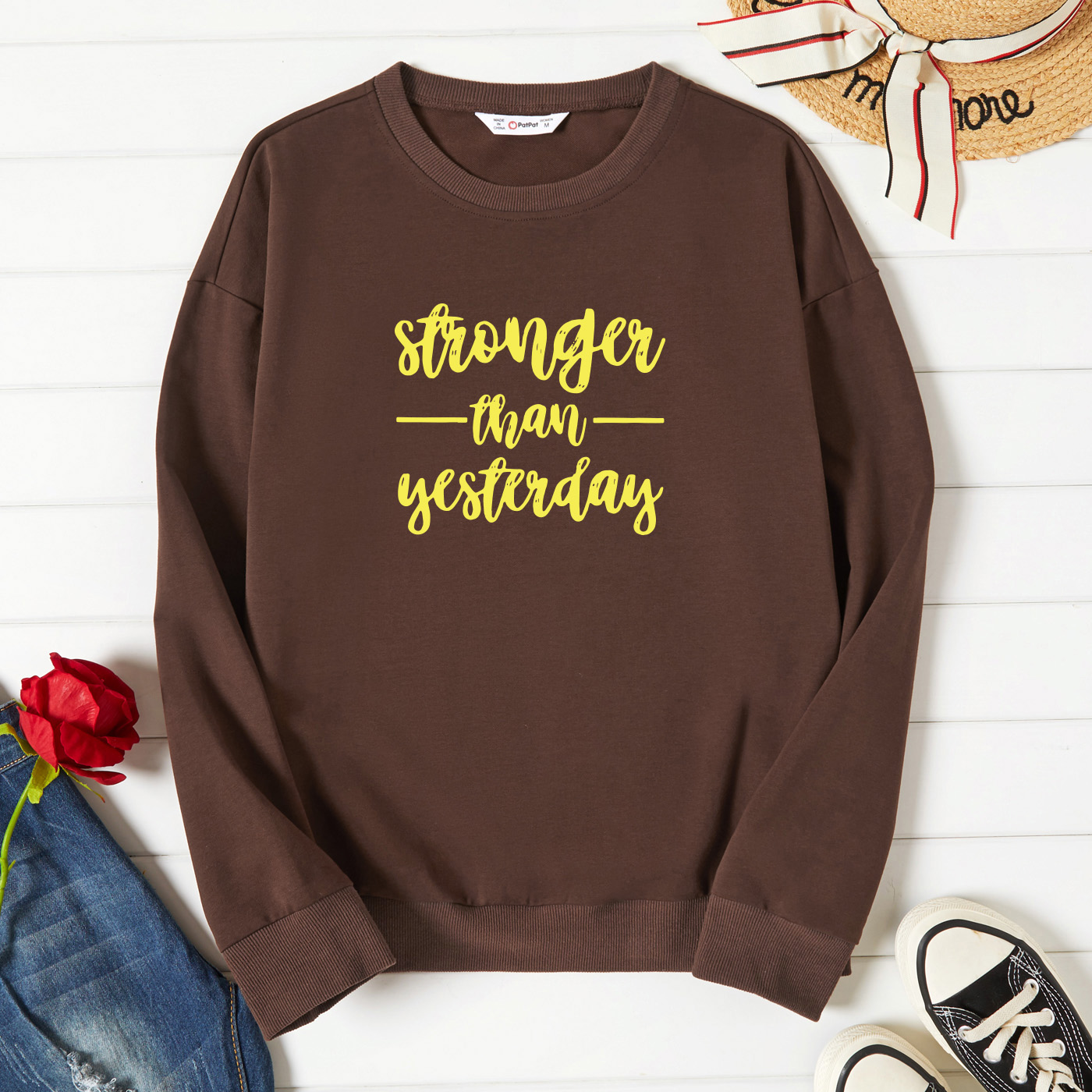

Graphic Brown Long-sleeve Pullover For Women