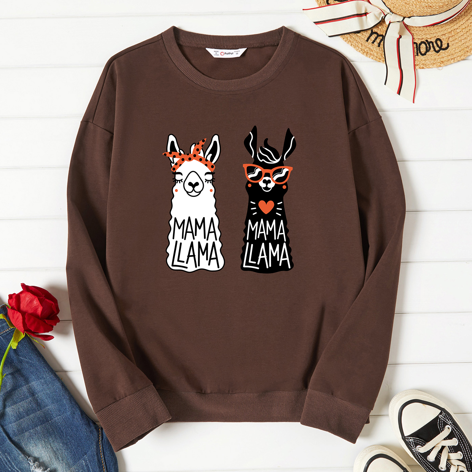 

Graphic Brown Long-sleeve Pullover For Women